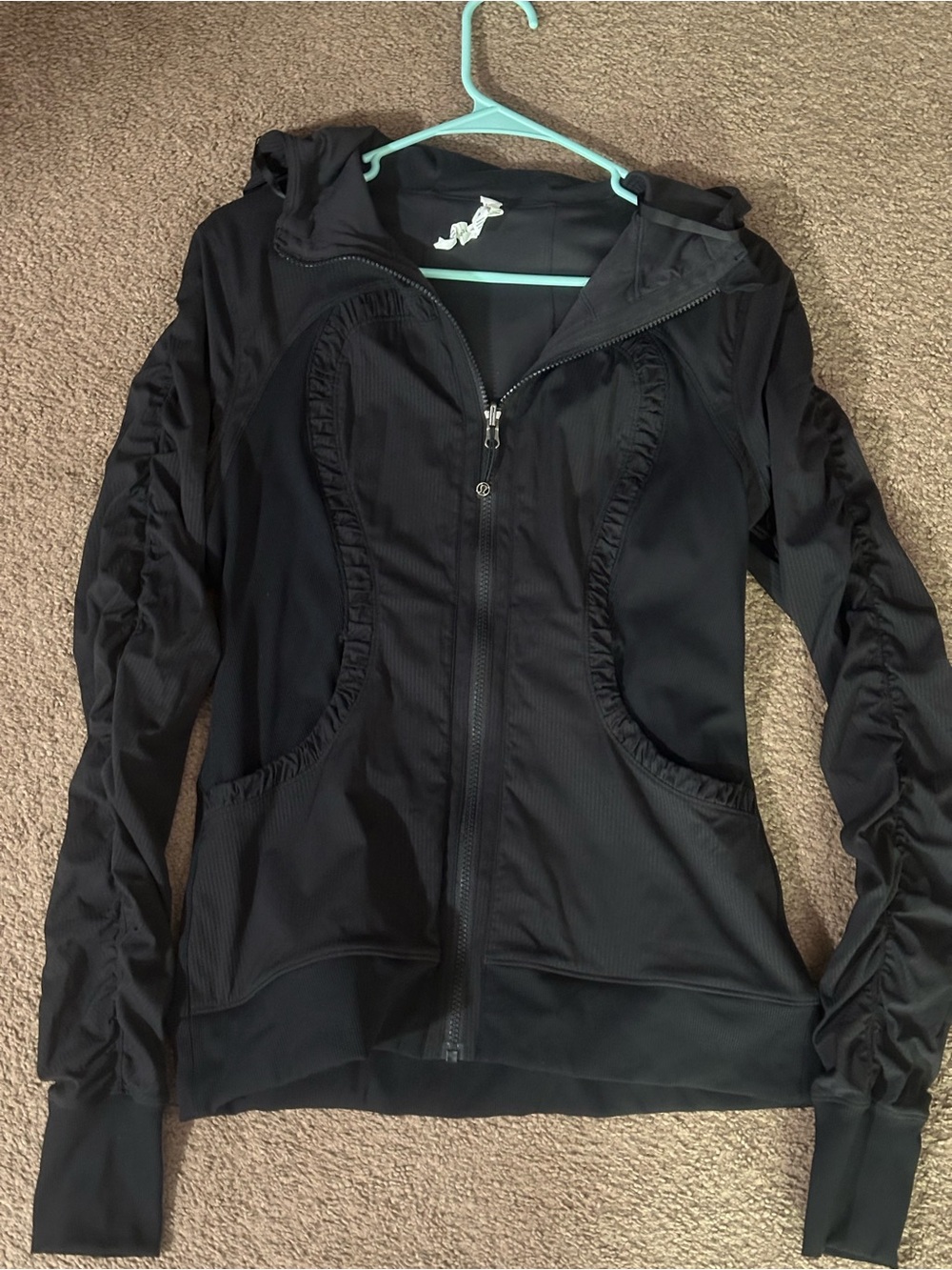 Lululemon Enlite Jacket Black Ruched Sleeve Full Zip Hoodie